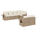 vidaXL Salon de jardin avec coussins 7 Pièces beige résine tressée