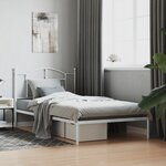 vidaXL Cadre de lit métal sans matelas et tête de lit blanc 107x203 cm