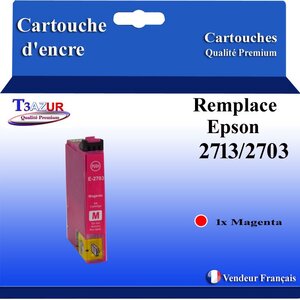 T3AZUR - Cartouche Compatible pour Epson WF-7720DTWF T2713 / T2703 (27XL) Magenta