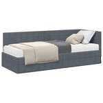 vidaXL Cadre de lit d'angle avec matelas 2 pc Gris foncé 80 x 200 cm