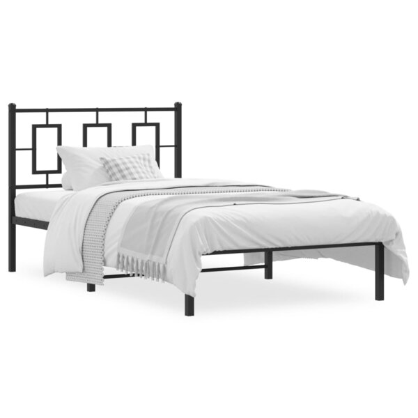 vidaXL Cadre de lit métal sans matelas avec tête de lit noir 100x190cm