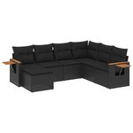 vidaXL Salon de jardin 7 Pièces avec coussins noir résine tressée