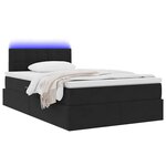 vidaXL Lit de rangement LED avec matelas Noir 120 x 190 cm Velours