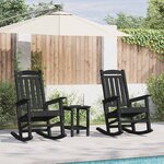 vidaXL Chaise Berçante de Jardin 2 Pièces Noir 70 x 92 x 108 cm Plastique