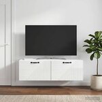 vidaXL Meuble TV mural Montage mural Blanc brillant 98 x 41 x 30 cm
