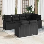 vidaXL Ensemble de canapé de jardin 7 Pièces Noir Poly rotin