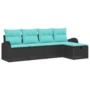 vidaXL Ensemble de canapé de jardin avec coussin 5 Pièces Noir Poly rotin
