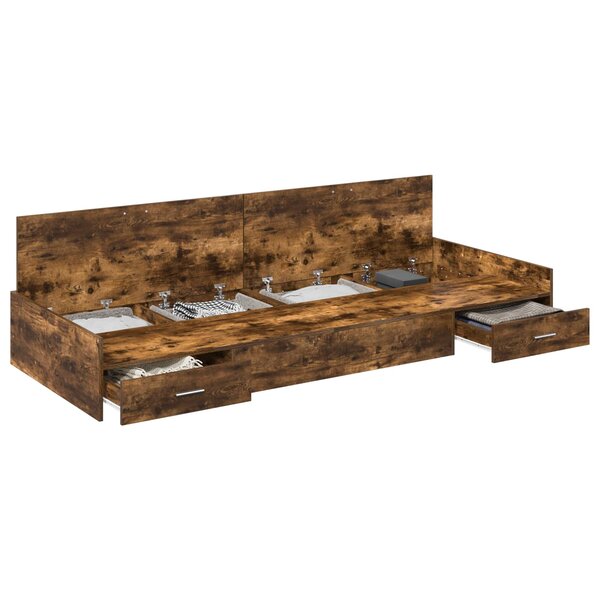 vidaXL Cadre de lit Chêne fumé 98 5 x 200 cm Bois d'ingénierie
