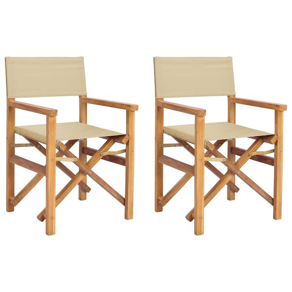 vidaXL Chaise de directeur Marron et beige Bois de teck massif