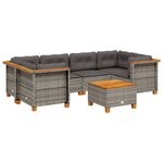 vidaXL Salon de jardin avec coussins 7 Pièces gris résine tressée