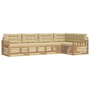 vidaXL Ensemble de canapés d'extérieur 6 pc Blanc et Beige Polyester