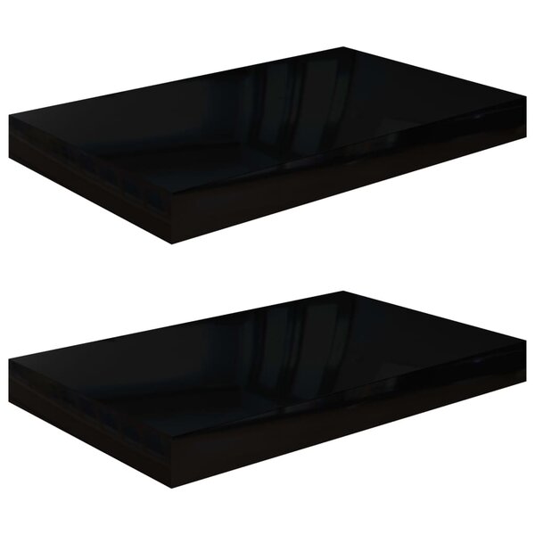 vidaXL Étagère murale flottante 2 Pièces Noir brillant 40x23x3 8 cm MDF