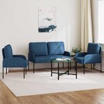 vidaXL Ensembles de canapés 3 Pièces Bleu 115 x 56 x 80 cm Contreplaqué