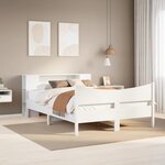 vidaXL Cadre de lit sans matelas blanc 140x190 cm bois de pin massif