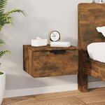 vidaXL Table de chevet murale Chêne fumé 34x30x20 cm