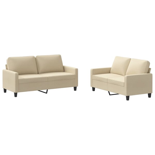vidaXL Ensemble de canapés 2 Pièces avec coussins Crème Tissu