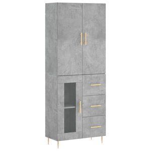 vidaXL Buffet haut Gris béton 69 5x34x180 cm Bois d'ingénierie