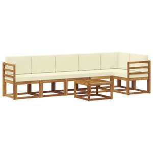 vidaXL Ensemble de canapés d'extérieur 7 pc Naturel et Crème