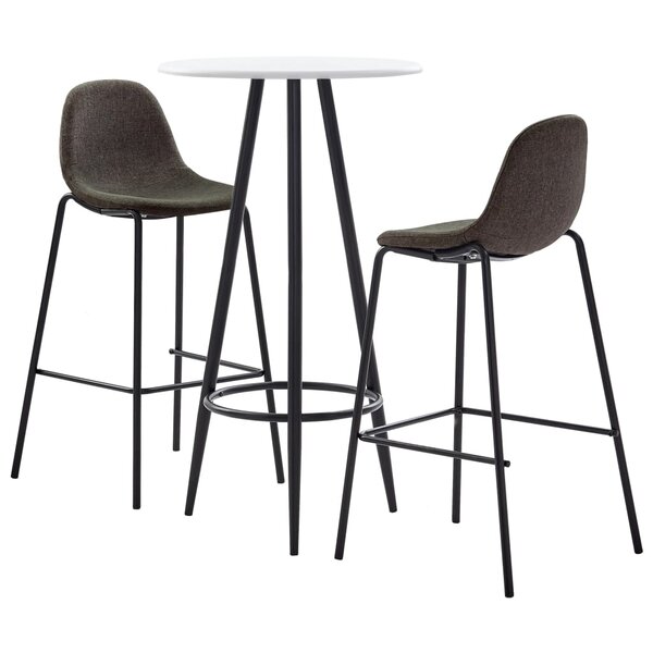 vidaXL Ensemble de bar 3 Pièces Tissu Gris foncé