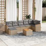 vidaXL Salon de jardin avec coussins 8 Pièces beige résine tressée