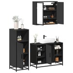 vidaXL Ensemble de meubles salle de bain 3 Pièces noir bois d'ingénierie