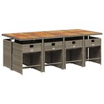 vidaXL Ensemble à manger de jardin 9 Pièces coussins gris résine tressée