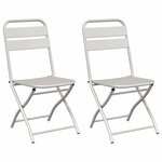 vidaXL Chaise de jardin pliante 2 pc Beige Acier enduit de poudre