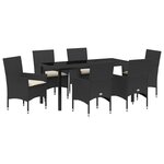 vidaXL Ensemble de salle à manger pour jardin 7 Pièces Noir Poly rotin