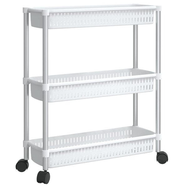 vidaXL Chariot de rangement à 3 niveaux Argenté et blanc Aluminium