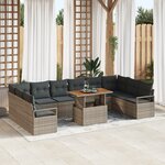 Canapé de Jardin vidaXL de 11 pièces avec Coussins Gris Rotin