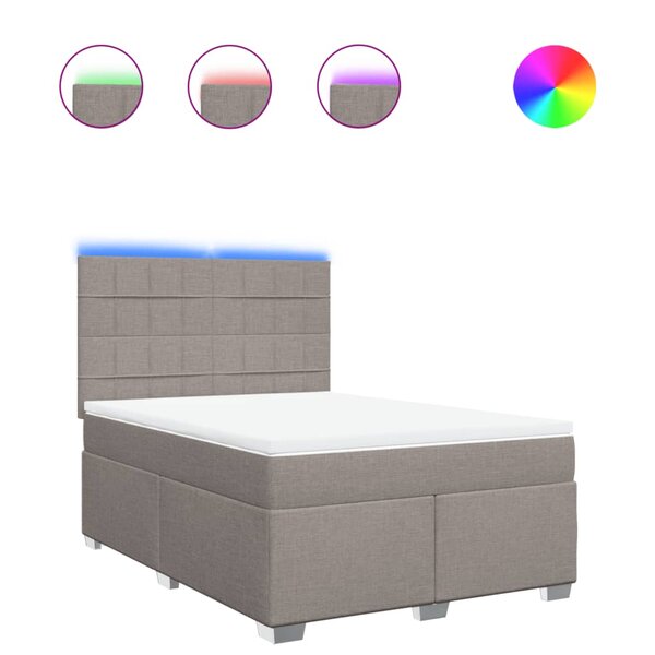 vidaXL Sommier à lattes de lit avec matelas Taupe 140x200 cm Tissu