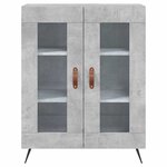 vidaXL Buffet haut Gris béton 69 5x34x180 cm Bois d'ingénierie