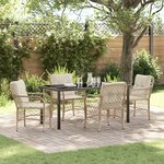 vidaXL Ensemble de salle à manger de jardin 5 pièces avec coussins beige en poly rattan