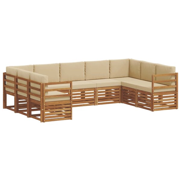 vidaXL Ensemble de canapés d'extérieur 9 pc Naturel et Beige