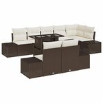 vidaXL Ensemble de canapé de jardin avec coussin 9 Pièces Marron et crème