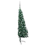 vidaXL Demi-arbre de Noël artificiel pré-éclairé et boules vert 180 cm