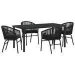 vidaXL Ensemble de salle à manger pour jardin 5 Pièces Noir Poly rotin