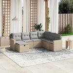 vidaXL Salon de jardin avec coussins 7Pièces mélange beige résine tressée