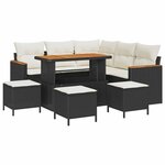 vidaXL Ensemble de canapé de jardin avec coussin 9 Pièces Noir Poly rotin