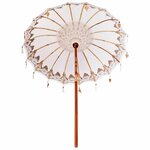 vidaXL Parasol balinais Crème (180-190) x 260 cm Coton et bois massif