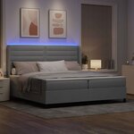 vidaXL Lit à ressort LED avec matelas Gris clair 200 x 200 cm tissu