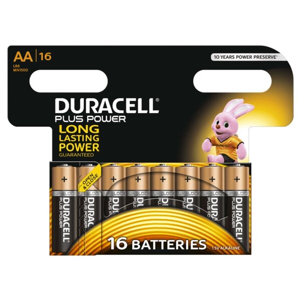 Duracell piles alcalines aa plus power 16 pièces