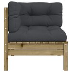 vidaXL Canapé d'angle de jardin avec coussins 2 Pièces bois pin imprégné