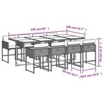 vidaXL Ensemble à manger de jardin 9Pièces coussins noir résine tressée