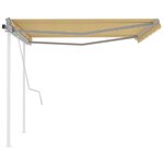 vidaXL Auvent manuel rétractable avec poteaux 4 5x3 m Jaune et blanc