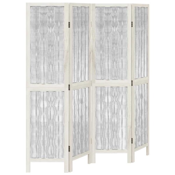 vidaXL Cloison de séparation 4 panneaux blanc bois de paulownia massif