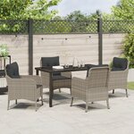 vidaXL Ensemble de salle à manger de jardin 5 pièces avec coussins Gris clair Poly Rattan