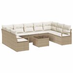 vidaXL Ensemble de Canapés avec coussin 10 Pièces Beige polyrotin