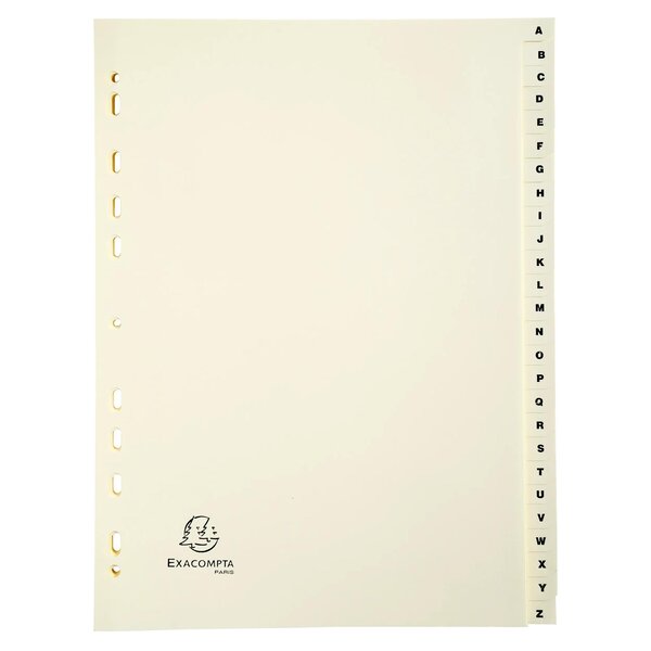 Intercalaires Imprimés Carte Peau 155g 26 Positions De A À Z - A4 - Ivoire - Exacompta