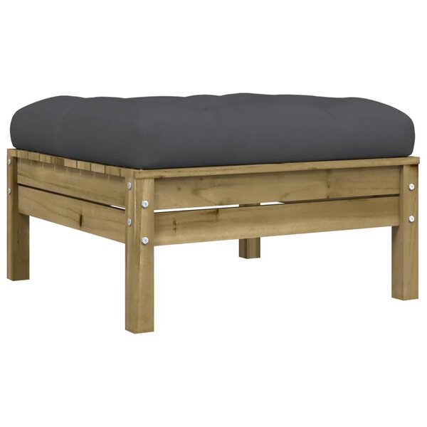 vidaXL Repose-pied de jardin avec coussin bois de pin imprégné